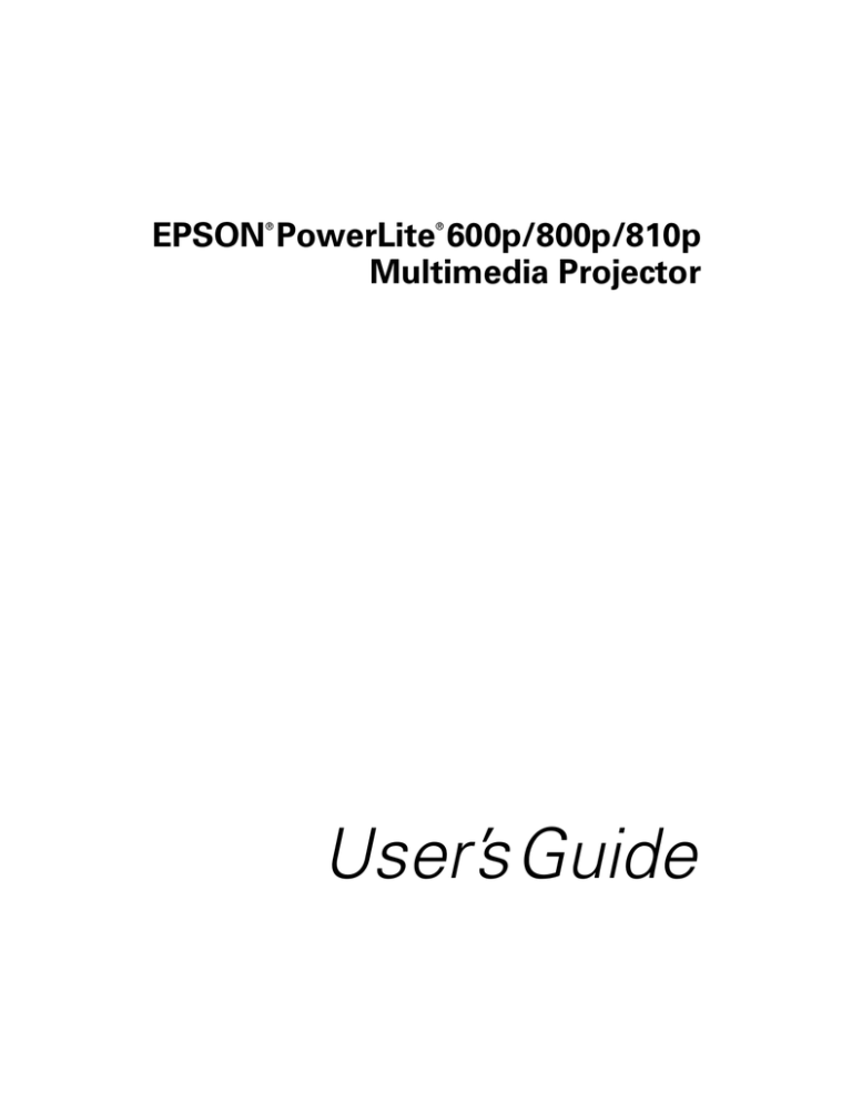 Epson PowerLite 810p, PowerLite 800p User manual Epson PowerLite 810p, PowerLite 800p User manual