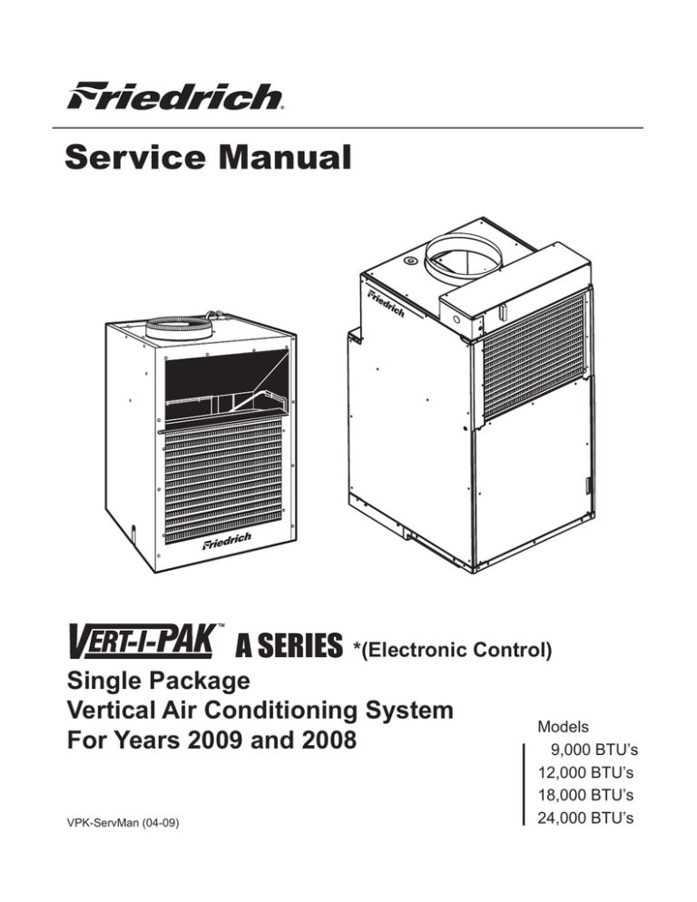 Friedrich 9 Air Conditioner User Manual Friedrich 9 Air Conditioner User Manual