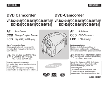 Samsung VP-DC165WI User manual Samsung VP-DC165WI User manual