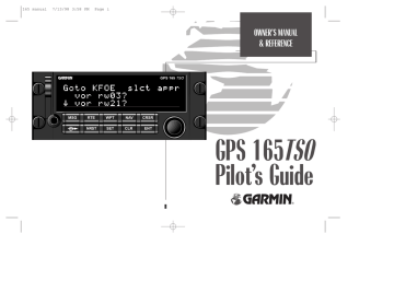 Garmin GPS 165TSO GPS Receiver Pilot's Guide | Manualzz Garmin GPS 165TSO GPS Receiver Pilot's Guide | Manualzz