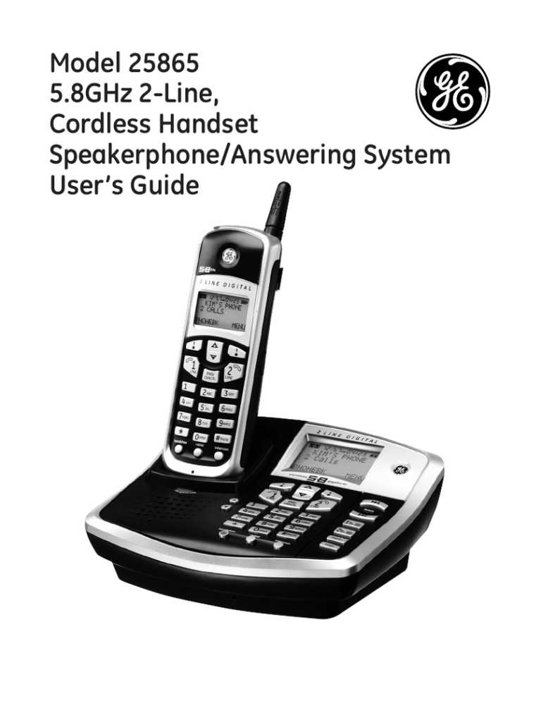 GE 25865 Cordless Telephone User Manual GE 25865 Cordless Telephone User Manual