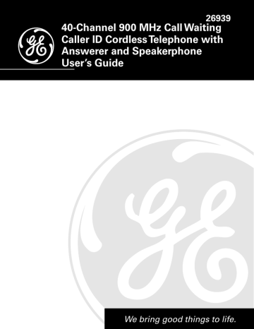 GE 26939 Cordless Telephone User Manual GE 26939 Cordless Telephone User Manual