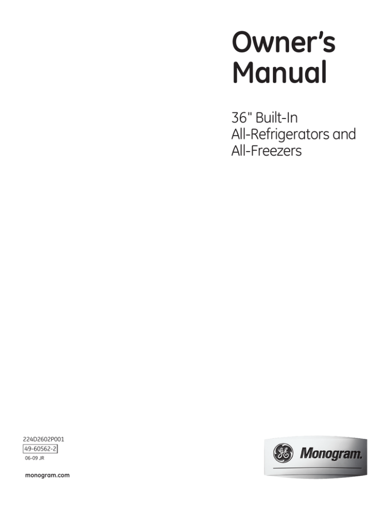 GE ZIF360NXLH Owner's manual GE ZIF360NXLH Owner's manual