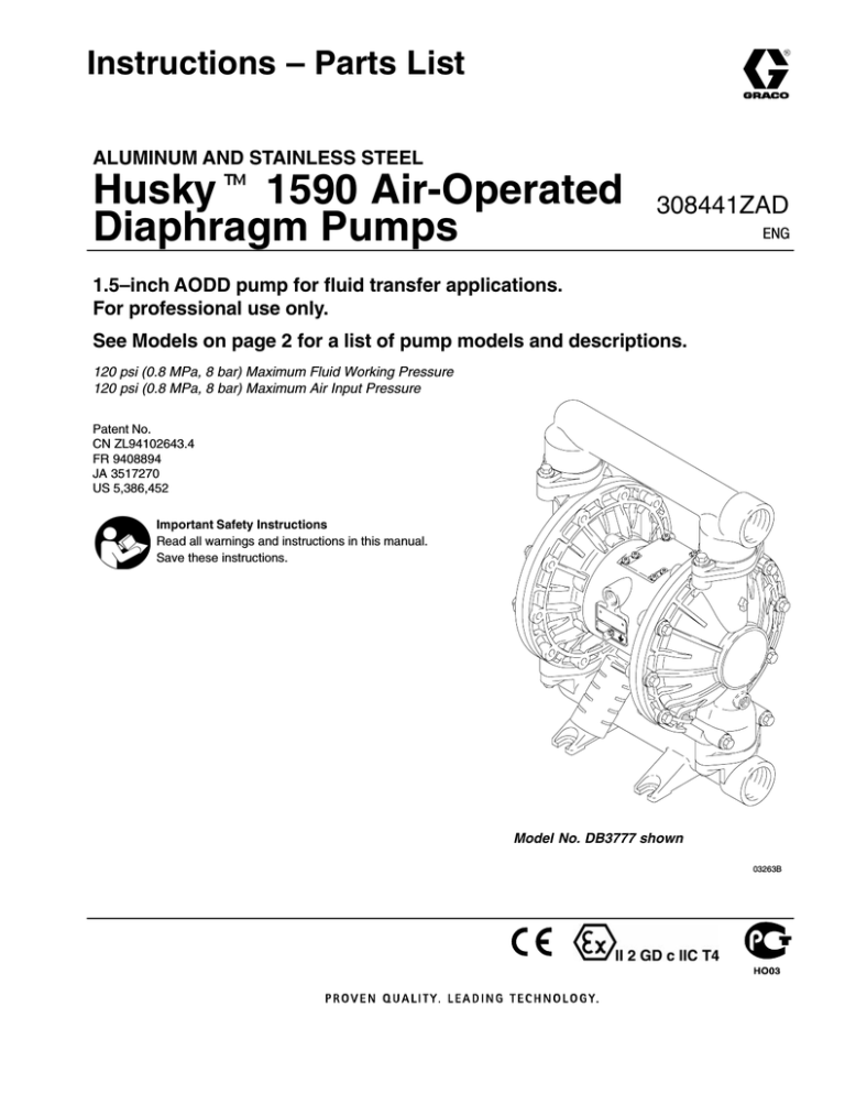 Graco 308441ZAD Water Pump User Manual Graco 308441ZAD Water Pump User Manual