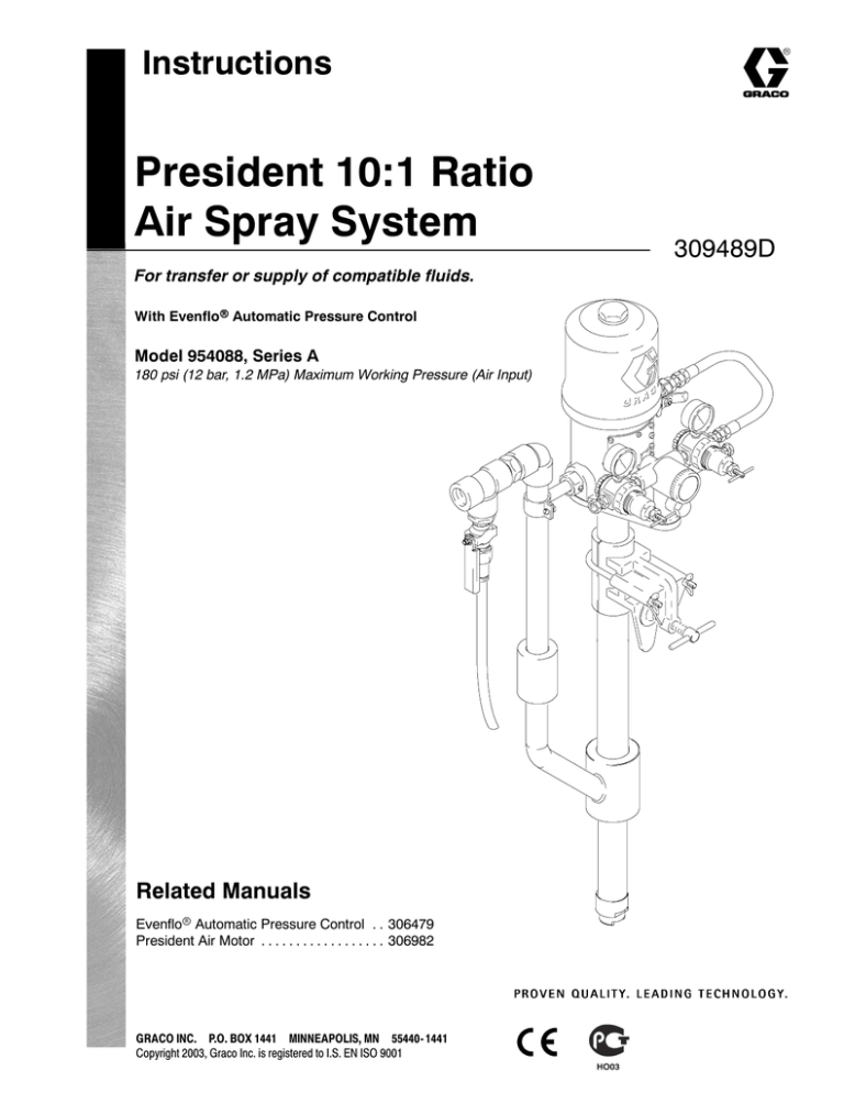 Graco Inc. 309489D Paint Sprayer User Manual Graco Inc. 309489D Paint Sprayer User Manual