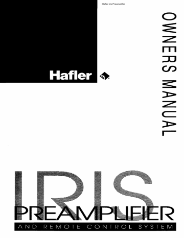 Hafler IRIS Stereo Amplifier User Manual | Manualzz