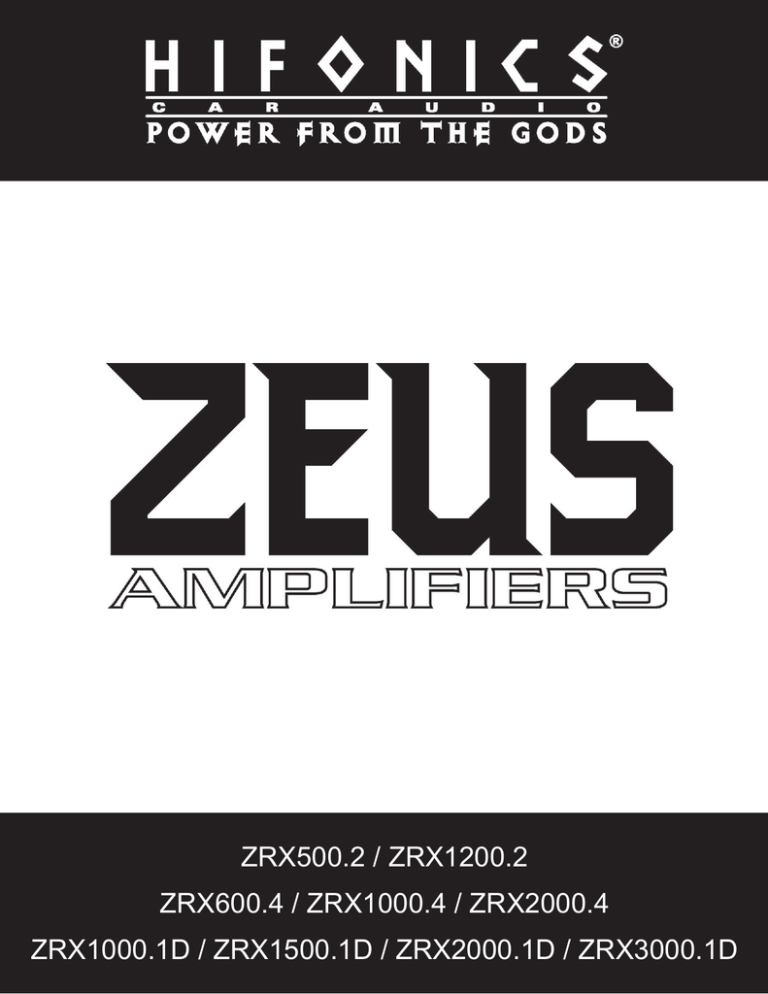 Hifonics ZRX Zeus User manual Hifonics ZRX Zeus User manual