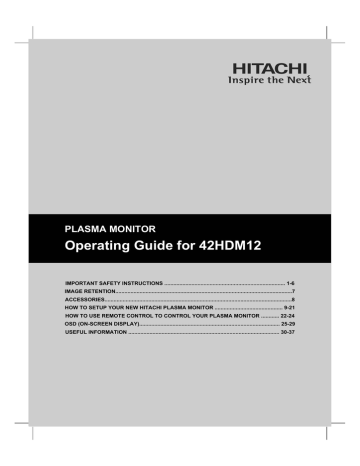 Hitachi 42HDM12 Flat Panel Television User Manual Hitachi 42HDM12 Flat Panel Television User Manual