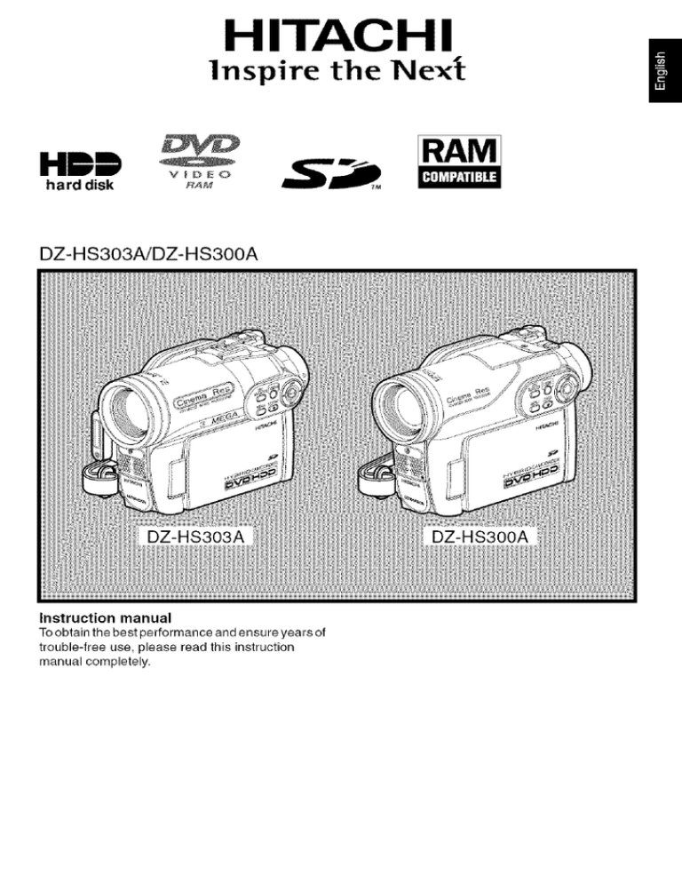 Hitachi DZ-HS300A User manual Hitachi DZ-HS300A User manual