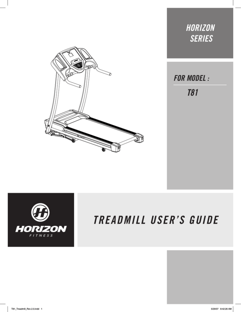 Horizon Fitness T81 User manual Horizon Fitness T81 User manual
