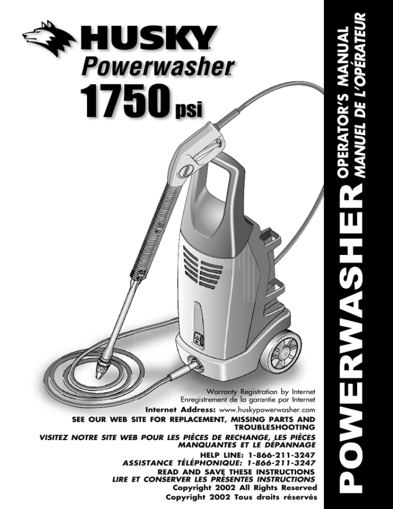 Husky Powerwasher 1750C 1750 PSL User Manual Manualzz