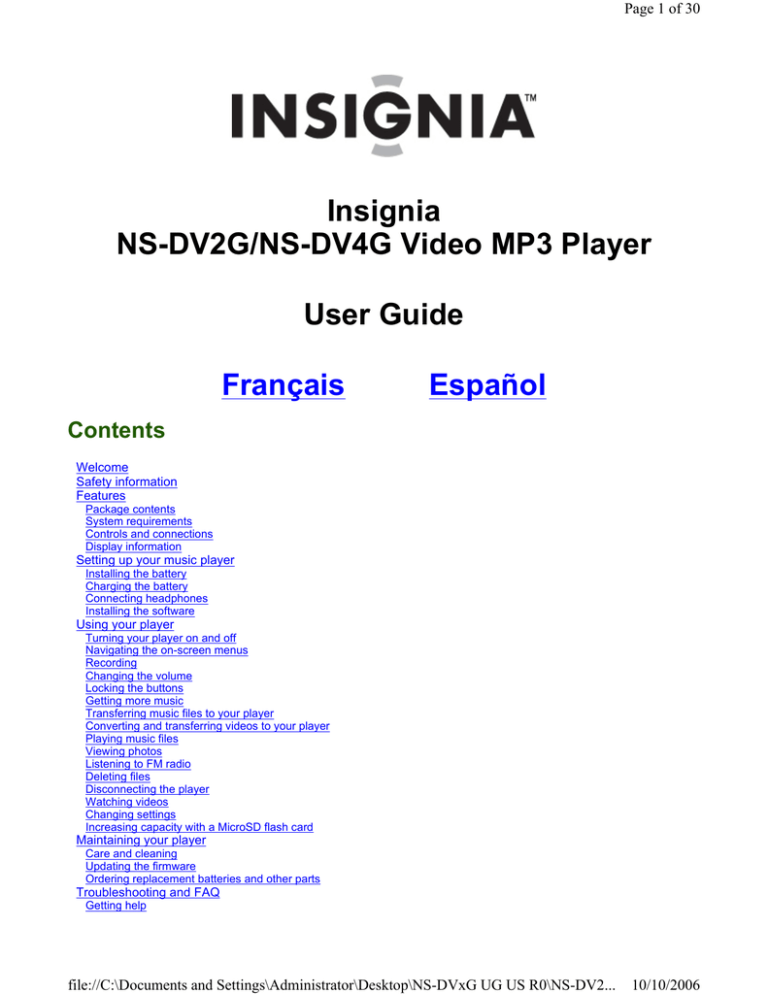 Insignia NS-DV2G User manual Insignia NS-DV2G User manual