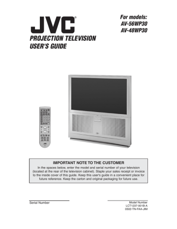 JVC AV-48WP30 Projection Television User`s guide | Manualzz JVC AV-48WP30 Projection Television User`s guide | Manualzz