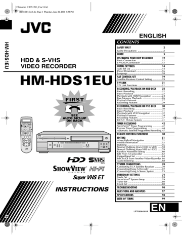 JVC HM-HDS1EU DVR User Manual | Manualzz JVC HM-HDS1EU DVR User Manual | Manualzz