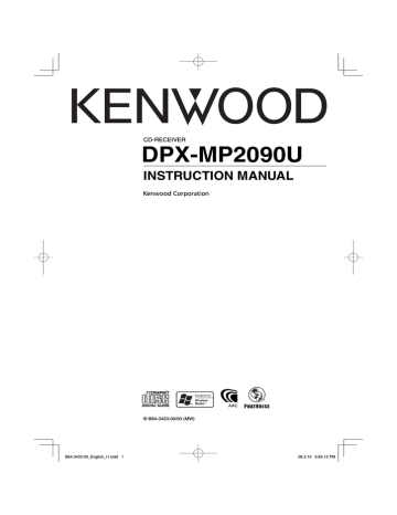Kenwood DPX-MP2090U CD Player Instruction manual | Manualzz