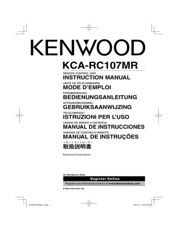Kenwood KCA-RC107MR Universal Remote Instruction manual | Manualzz