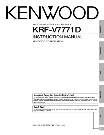 Kenwood KRF-V7771D Stereo Receiver Instruction manual | Manualzz
