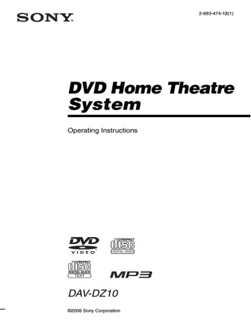 Sony DAV-DZ10 Operating instructions | Manualzz