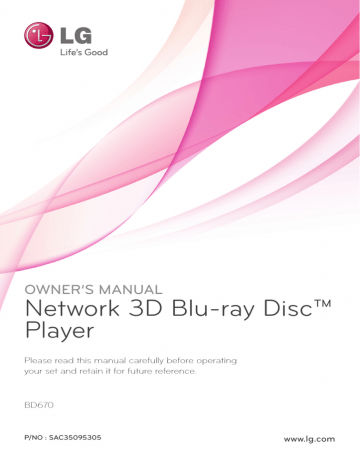 LG Electronics BD670 DVD Player Owner`s manual | Manualzz