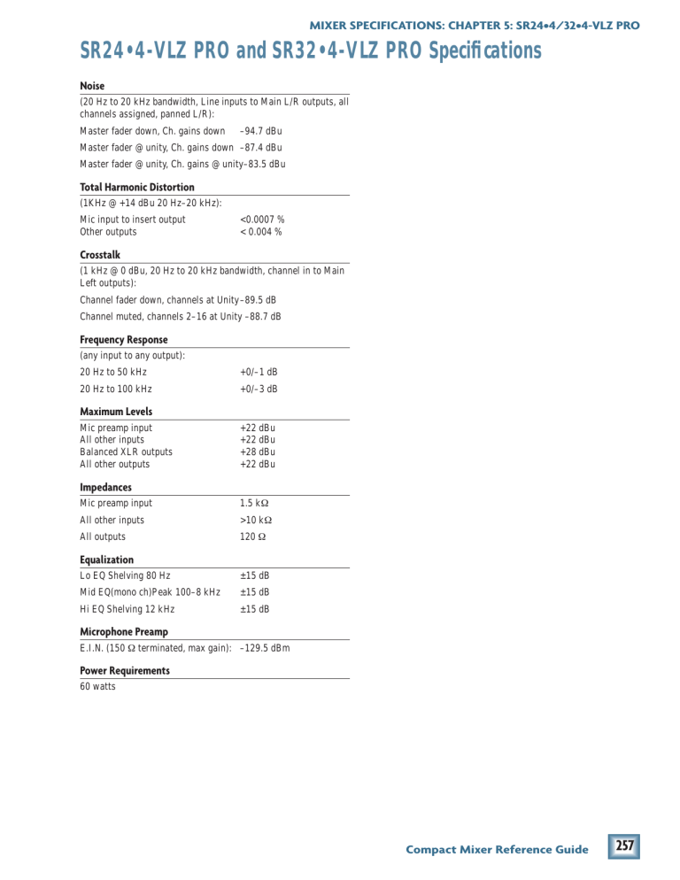Mackie SR24 4-VLZ pro Music Mixer User Manual Mackie SR24 4-VLZ pro Music Mixer User Manual