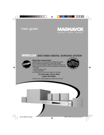 Magnavox mrd120 Home Theater System User guide | Manualzz