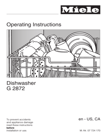 Miele G 2872 Dishwasher User Manual | Manualzz