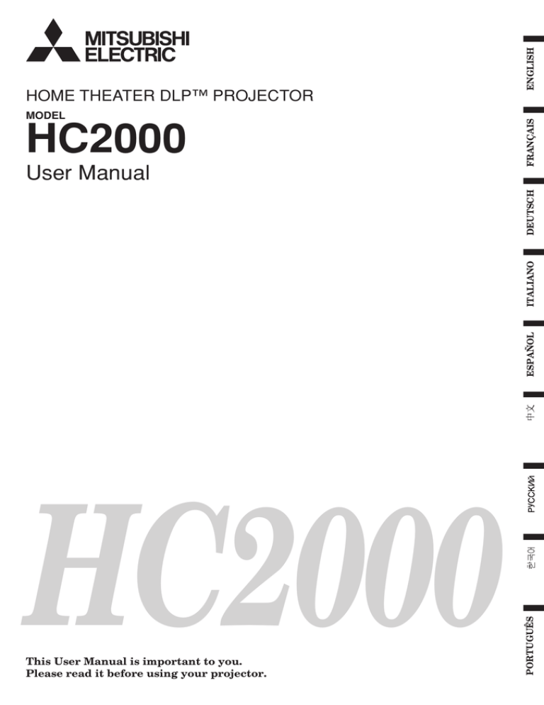 Mitsubishi Electronics HC2000 Projection Television User Manual Mitsubishi Electronics HC2000 Projection Television User Manual