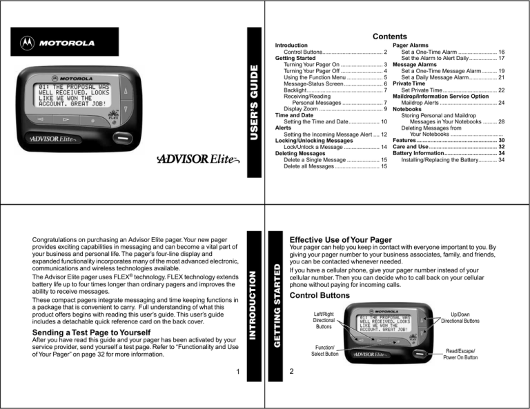 Motorola 6881029B40-A Pager User Manual Motorola 6881029B40-A Pager User Manual