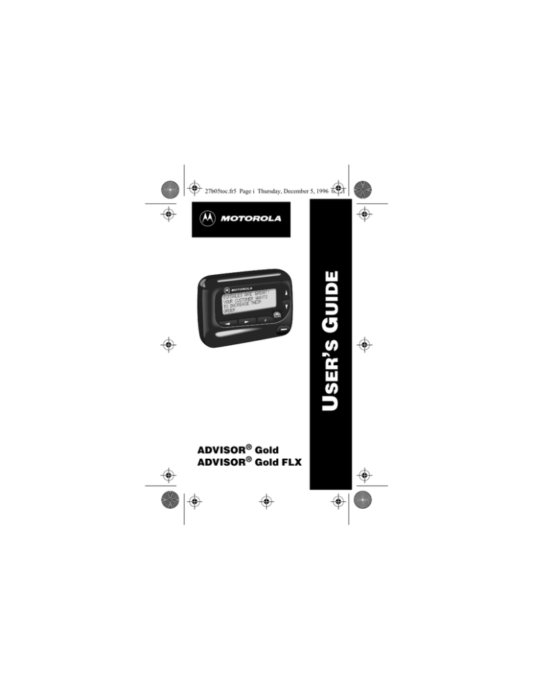 Motorola Gold FLX Pager User Manual Motorola Gold FLX Pager User Manual