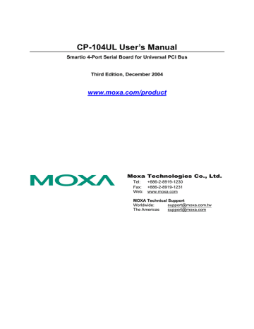 Moxa Technologies 5400 Network Card User`s manual | Manualzz