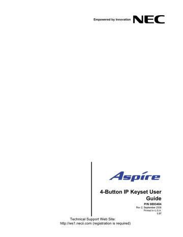NEC 4-Button IP Keyset Telephone User Manual NEC 4-Button IP Keyset Telephone User Manual
