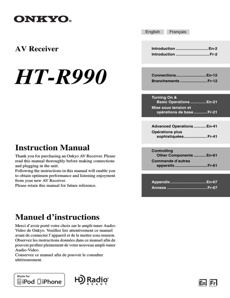 ONKYO HT-S9405THX, (HT-R990) User manual ONKYO HT-S9405THX, (HT-R990) User manual