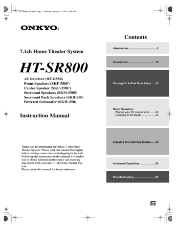 ONKYO HT-SR800 User manual ONKYO HT-SR800 User manual