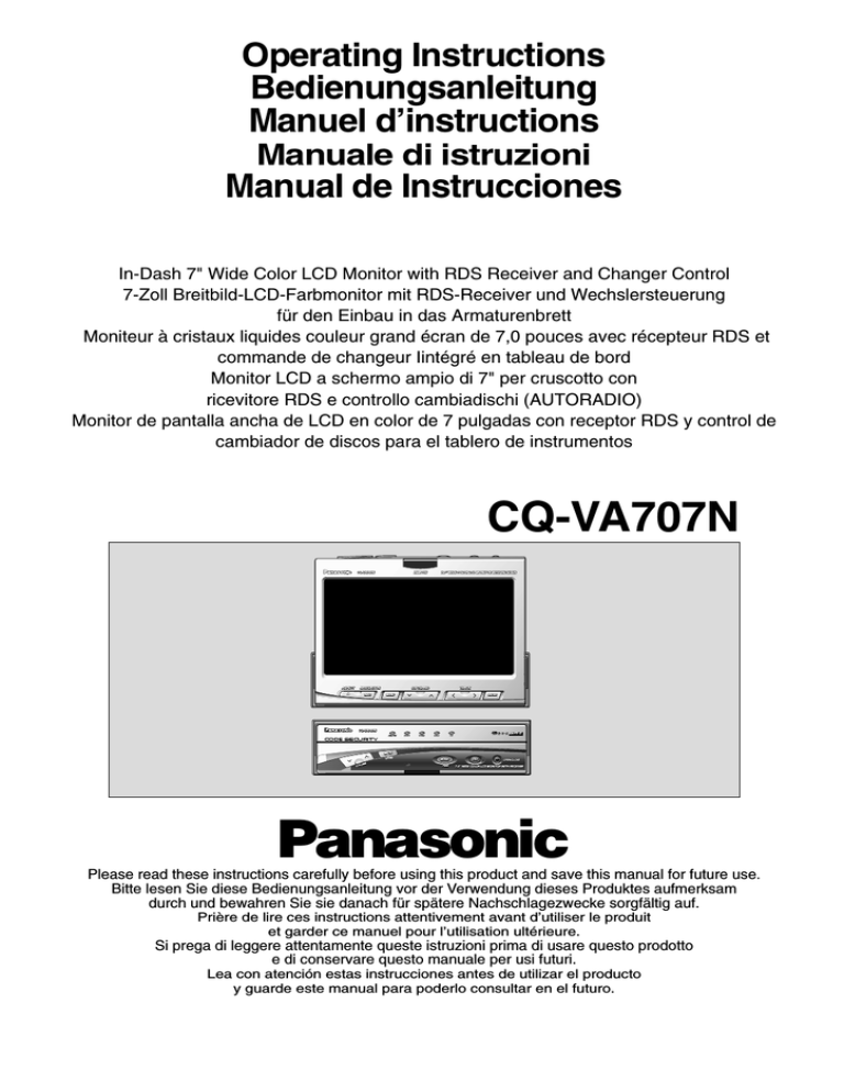 Panasonic CQVA707N User manual Panasonic CQVA707N User manual