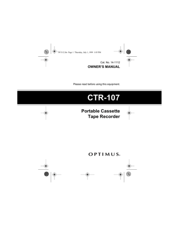 Optimus CTR-107 Cassette Player User Manual Optimus CTR-107 Cassette Player User Manual