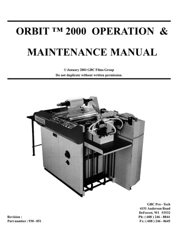 Orbit Manufacturing 2000 Printer Operation and Maintenance Manual | Manualzz Orbit Manufacturing 2000 Printer Operation and Maintenance Manual | Manualzz