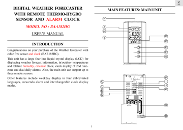 Oregon Scientific BAR182HG Radar Detector User`s manual | Manualzz Oregon Scientific BAR182HG Radar Detector User`s manual | Manualzz