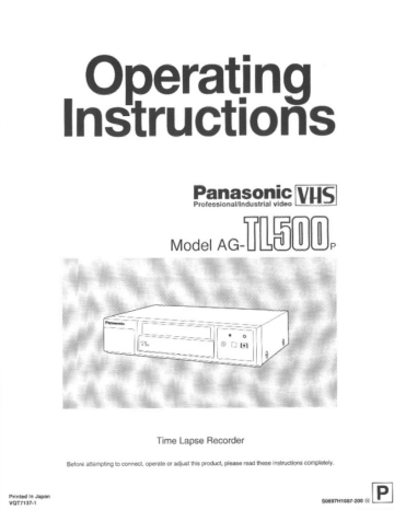 Panasonic AG-DV1000P VCR User Manual Panasonic AG-DV1000P VCR User Manual