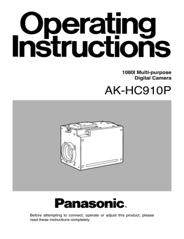 Panasonic AJ-HD2000 VCR User Manual Panasonic AJ-HD2000 VCR User Manual