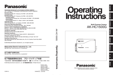 Panasonic AK-HC1500G Digital Camera User Manual Panasonic AK-HC1500G Digital Camera User Manual