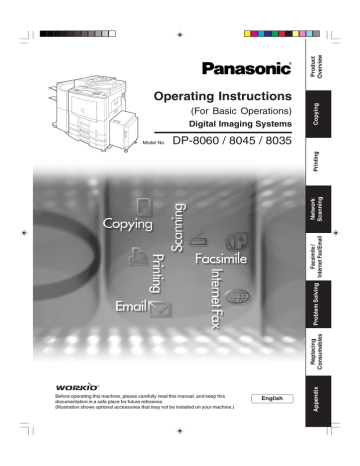 Panasonic DP-8060 All in One Printer User Manual Panasonic DP-8060 All in One Printer User Manual