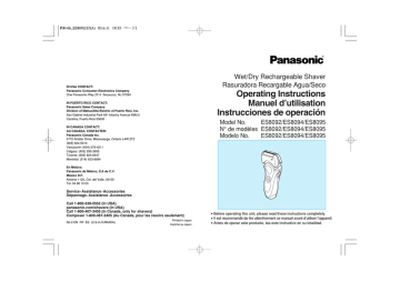 Panasonic ES8090 Electric Shaver User Manual Panasonic ES8090 Electric Shaver User Manual