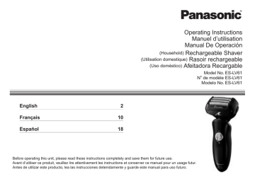 Panasonic ESLV61 Electric Shaver User Manual Panasonic ESLV61 Electric Shaver User Manual