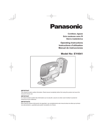 Panasonic EY4541 Cordless Saw User Manual Panasonic EY4541 Cordless Saw User Manual