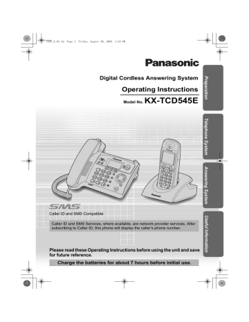 Panasonic KXTCD545 Operating instructions Panasonic KXTCD545 Operating instructions