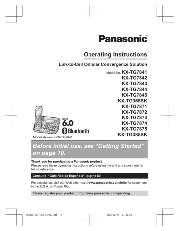 Panasonic KX-TG365SK Cordless Telephone User Manual | Manualzz
