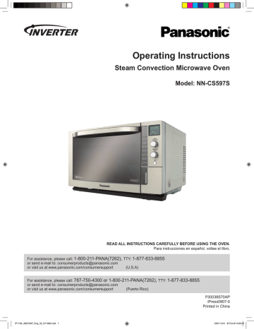 Panasonic NN-CS597S Convection Oven Operating instructions | Manualzz