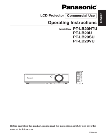 Panasonic PTLB20NTU, PTLB20U, PTLB20SU Operating instructions Panasonic PTLB20NTU, PTLB20U, PTLB20SU Operating instructions