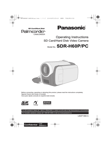 Panasonic SDR-H60P, SDR-H60PC Operating instructions Panasonic SDR-H60P, SDR-H60PC Operating instructions