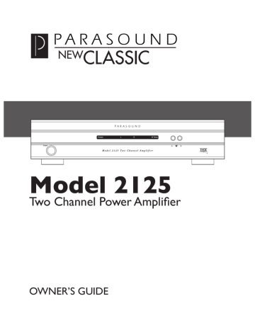 Parasound 2125 Stereo Amplifier Operating instructions | Manualzz
